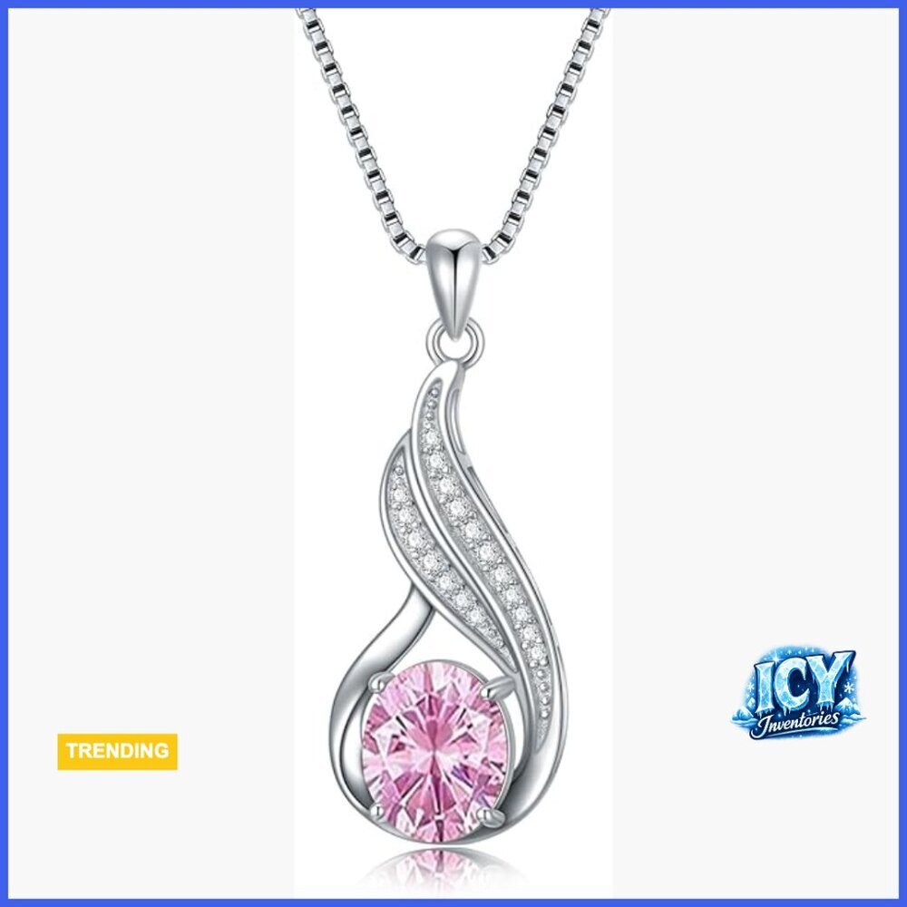 925 Sterling Silver Infinity Pendant Necklace with Pink Quartz Gemstone